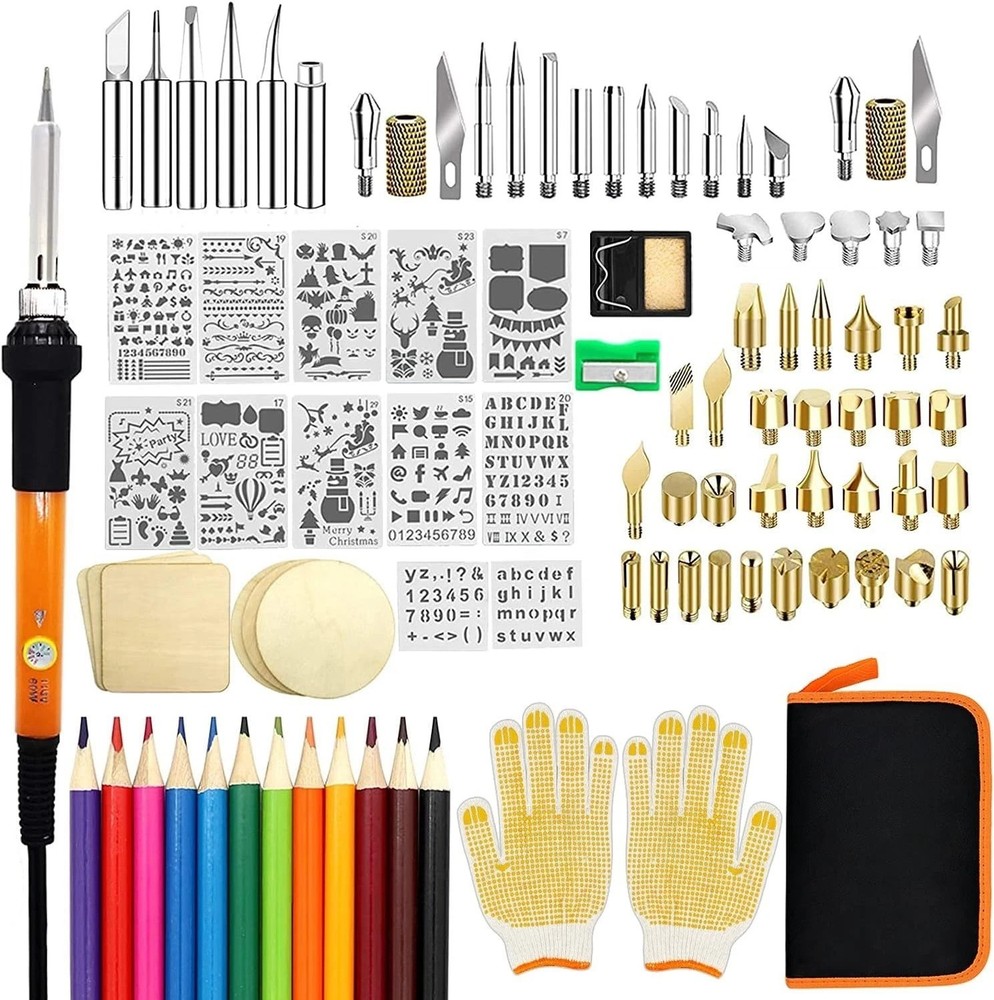 Professional Wood Burning Tool, 110pcs Kit, Adjustable Temp
