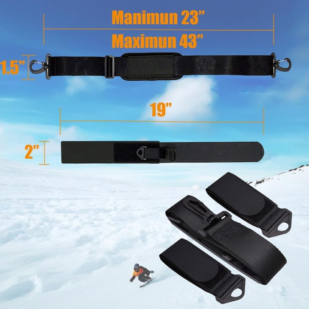 Ski Carrier Strap and Pole – Adjustable Cushioned Straps for...
