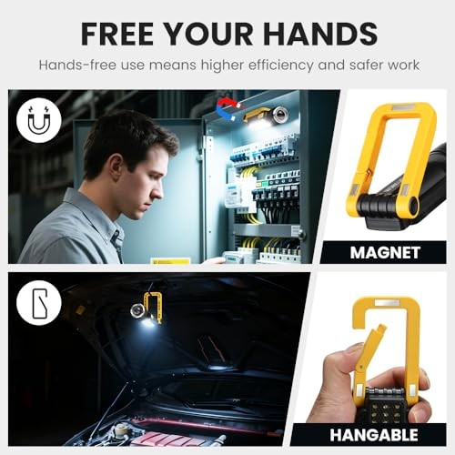 Rechargeable LED Magnetic Work Light, Portable Work Lights, 7 1 Pack Yellow