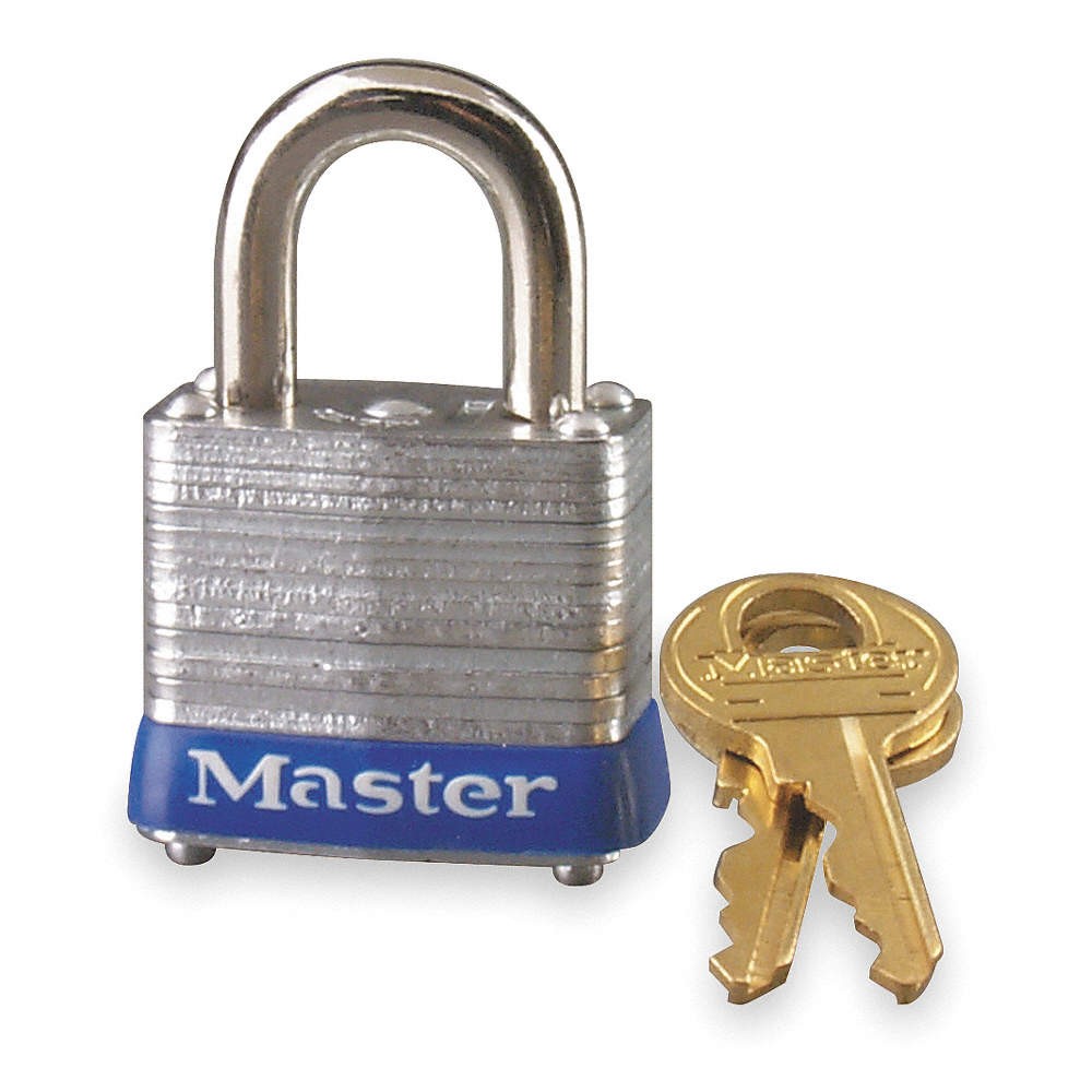 MASTER LOCK 7 Keyed Padlock, 1/2 in,Rectangle,Silver 4T083