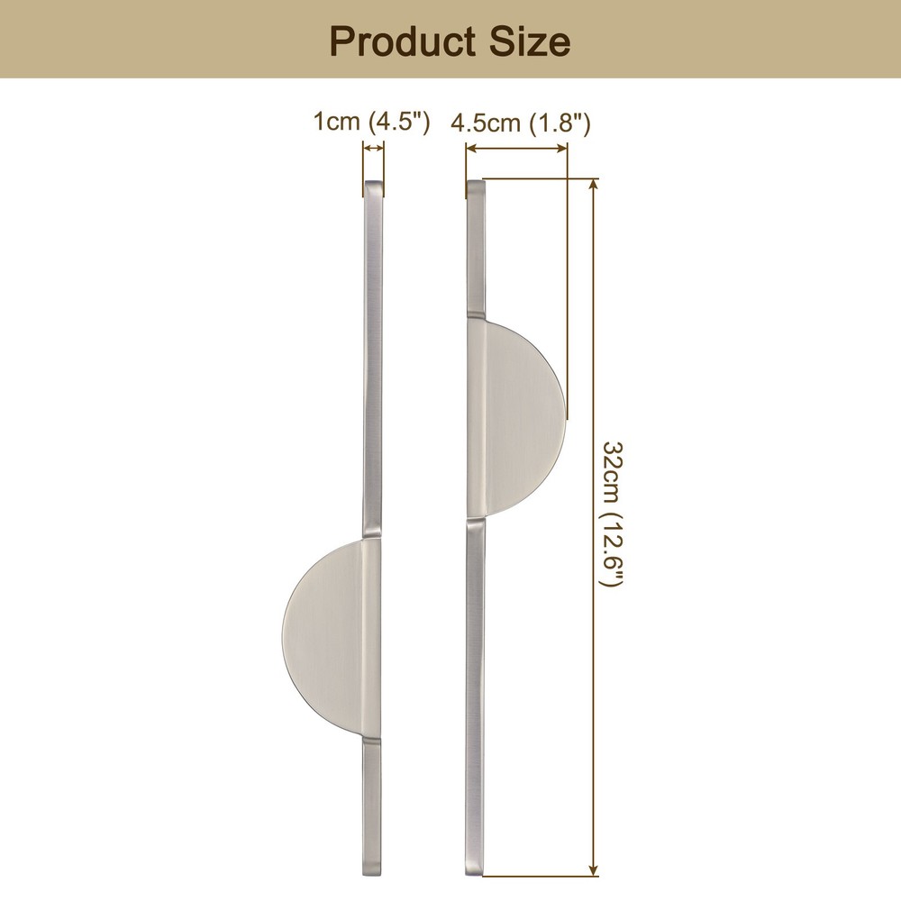 2 Pack Brushed Silver Cabinet Pulls Semicircle Cabinet Handle 11-1/3 inch/288mm