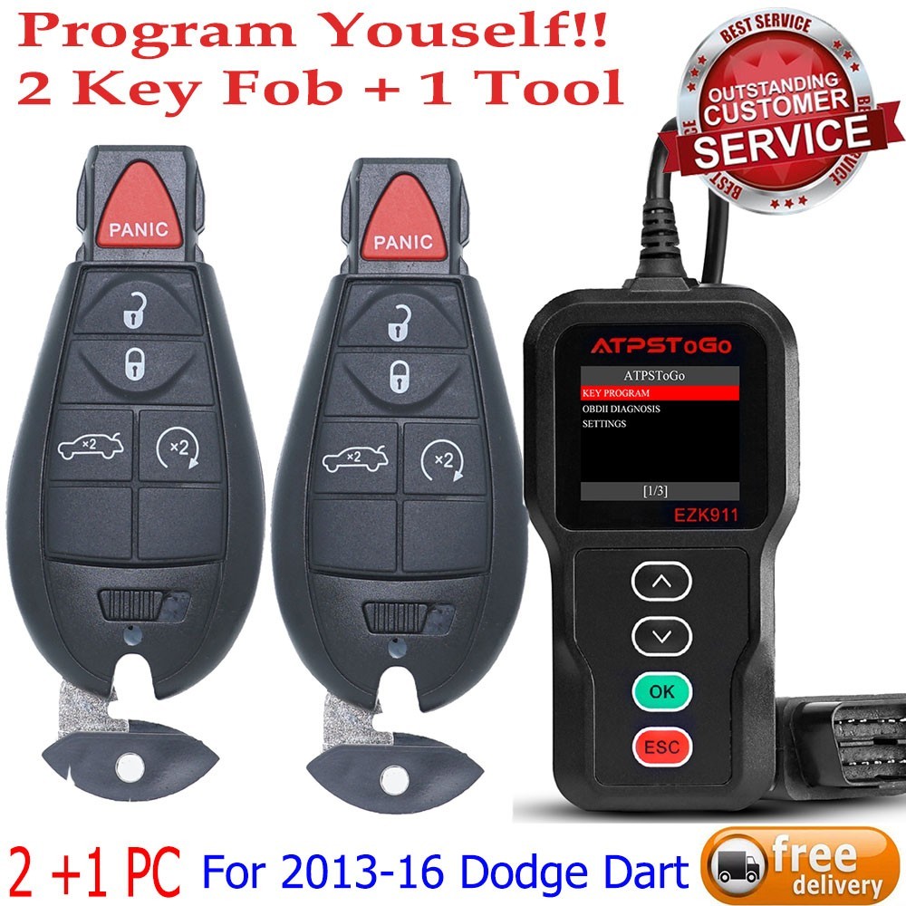 2 Replacement For 2013 2014 2015 2016 Dodge Dart Remote Key Fob Programming Tool