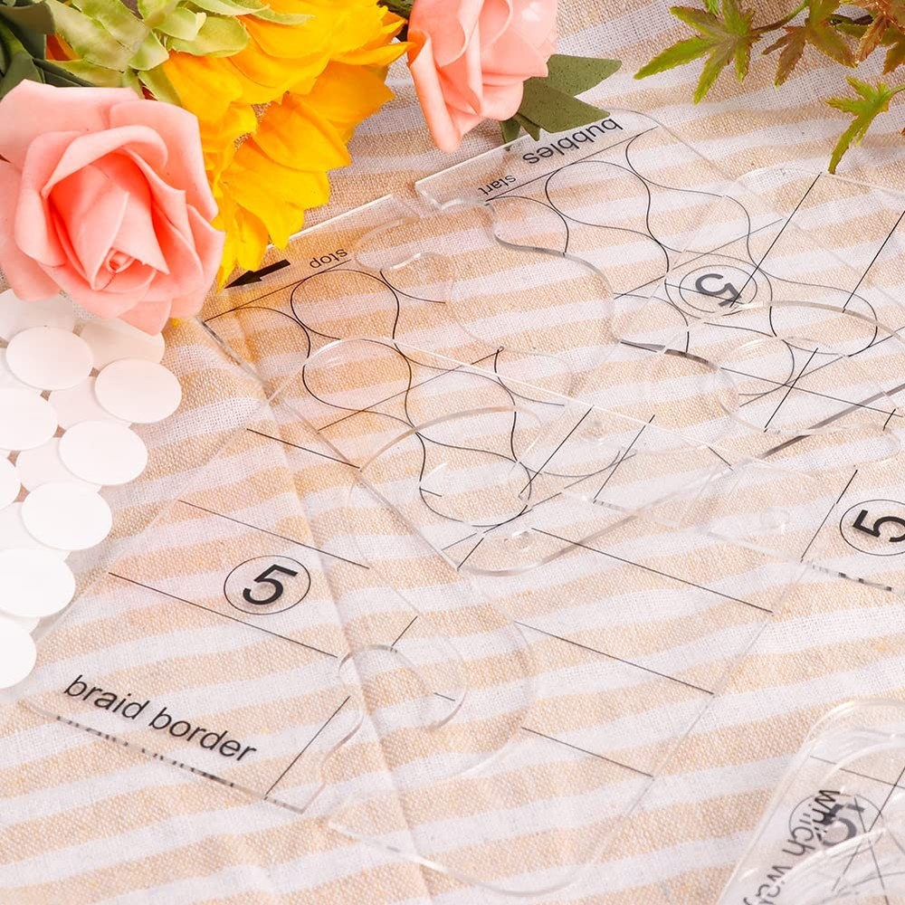 14 PCs Free Motion Quilting Template Set Includes 11 Templates Small