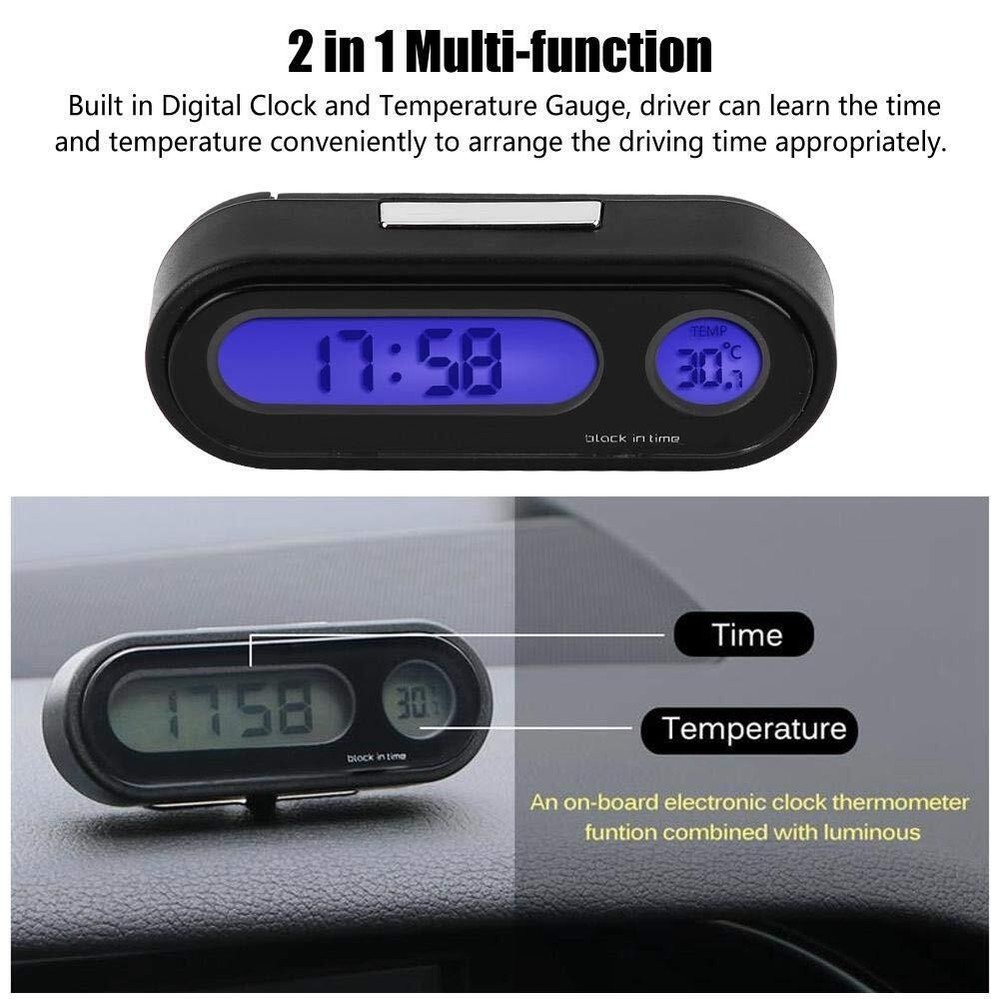 Car Electronic Clock Luminous Thermometer LED Digital Display Dashboard Clock