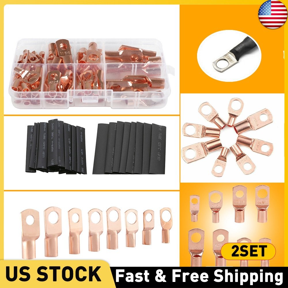 280PCS Copper Wire Ring Terminal Lug Bare Battery SC Welding Crimp Connectors SE