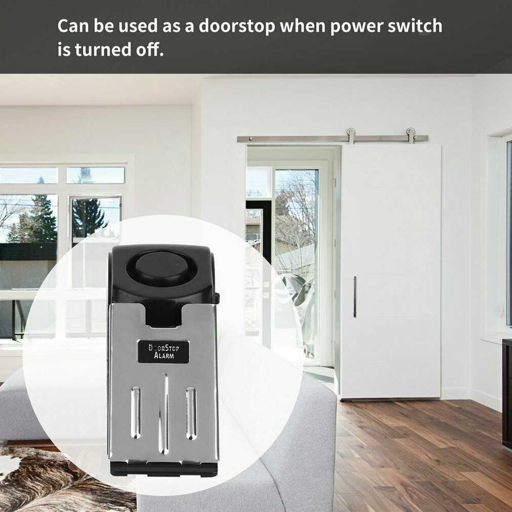 Wireless Door Stop Blocking Alarm Vibration Triggered Alert Security System