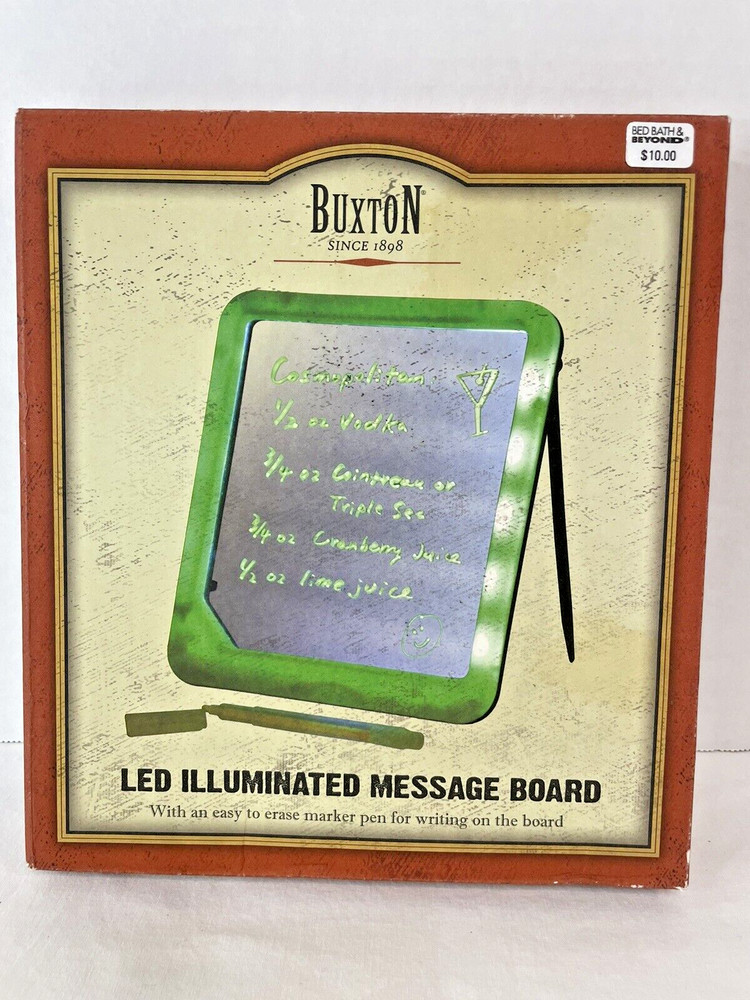 NEW Buxton LED Illuminated Message Board Eraser Marker Pen