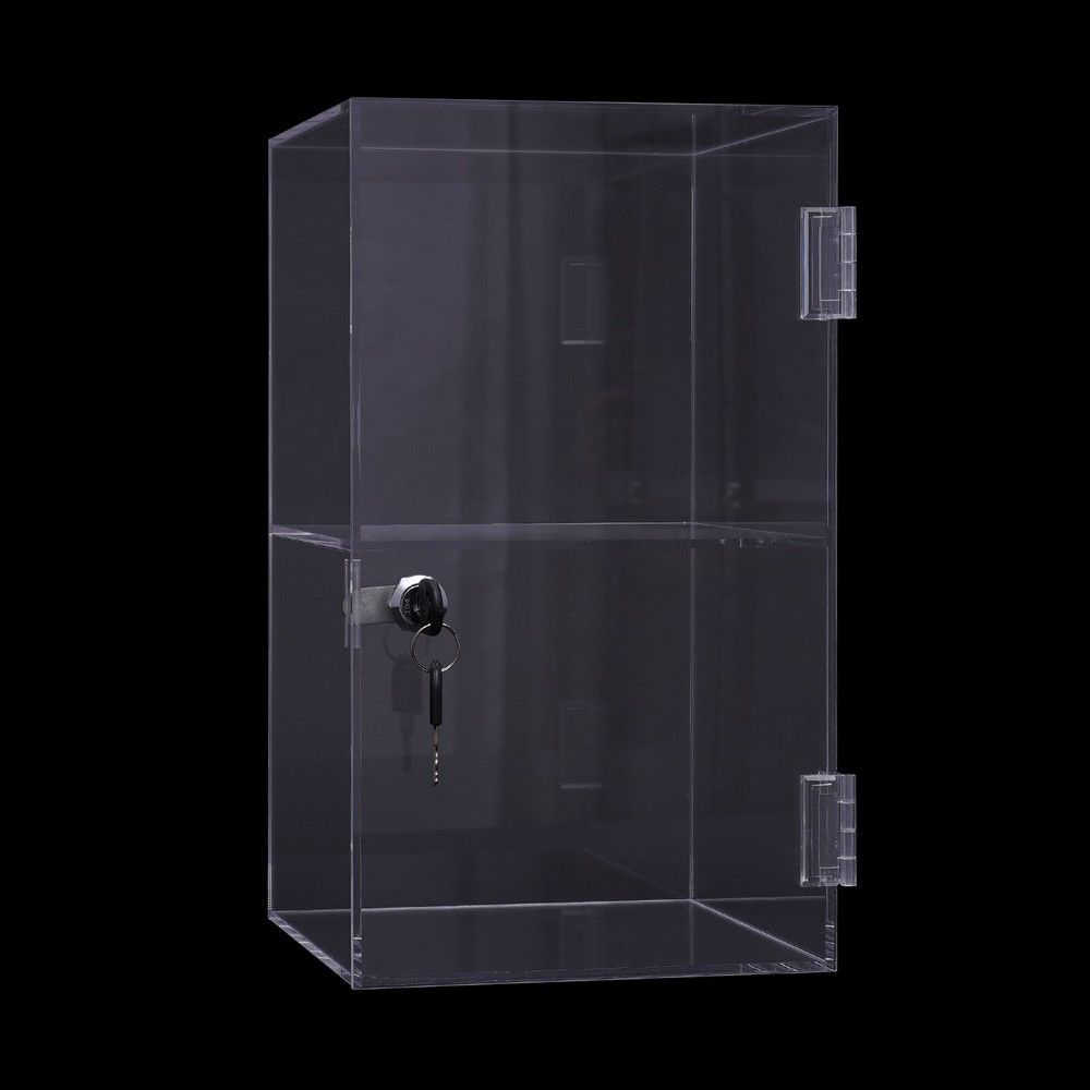 2-Layer Acrylic Display Case with Security Lock for Collectibles and Merchandise