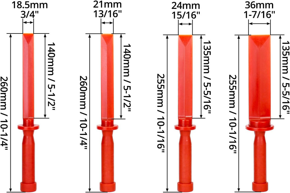 4pc Plastic Chisel Scraper Set | No-Marring, Chem-Resistant, 3/4–1-1/2 in Widths