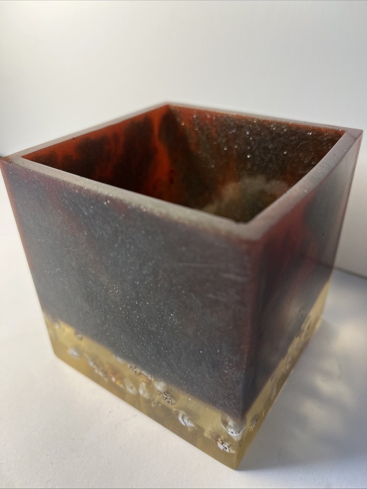 Artisanal Handmade resin container layered design with embedded natural shells