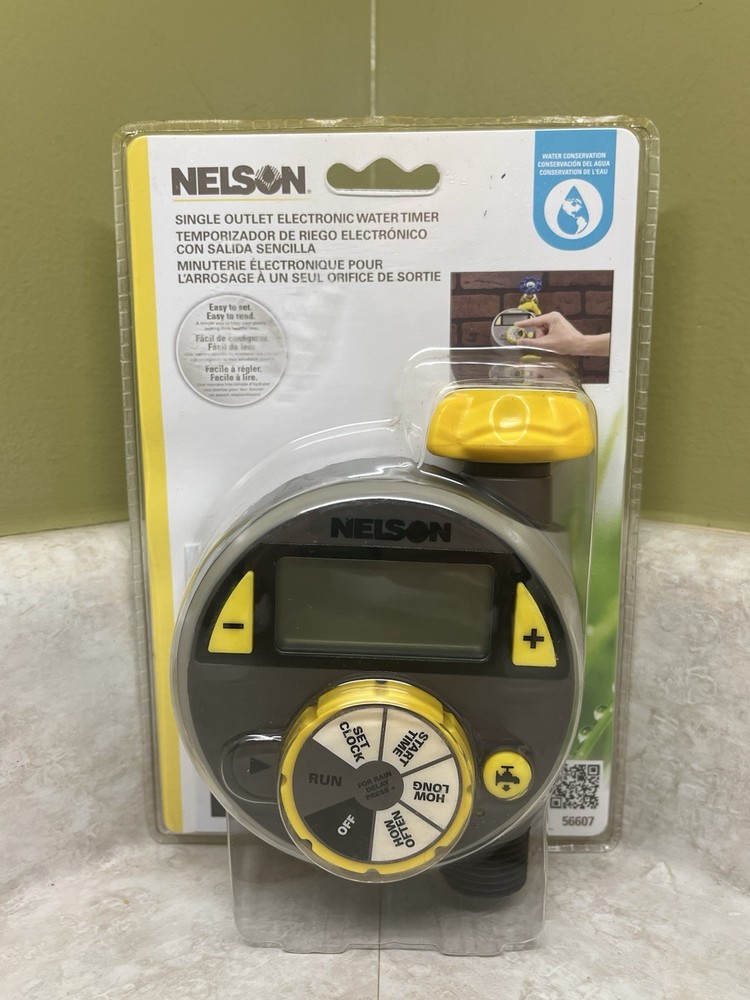 Nelson Single Outlet Electronic Water Timer LCD Screen Customizable New