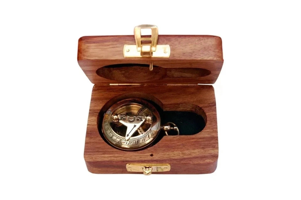 NAUTICAL SUNDIAL BRASS COMPASS VINTAGE ANTIQUE MARITIME NAVIGATION COMPASS GIFT