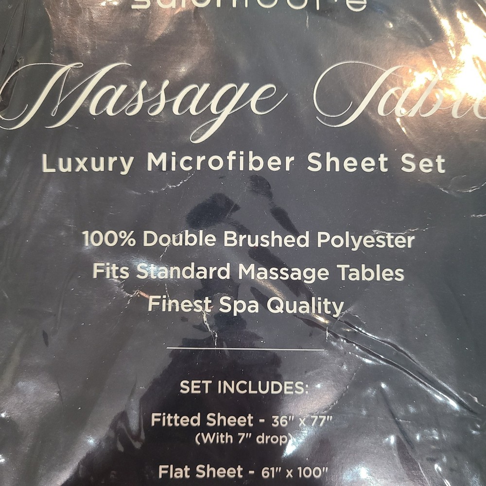 Massage Table Sheet Set 3 Pieces, Black Microfiber Fitted & Flat Sheet, Face Cov