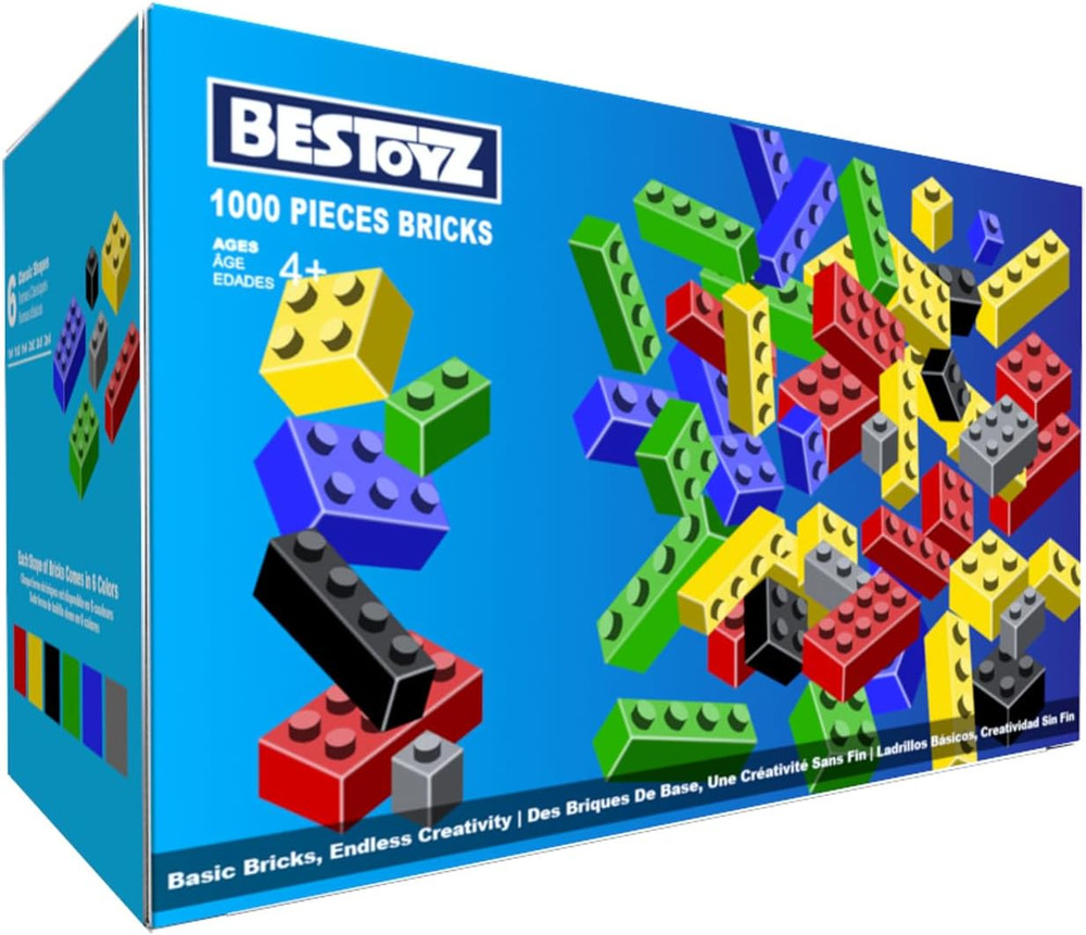 1000 Pieces Building Blocks, Bulk Classic Building Bricks Toy, Big Box of Basic