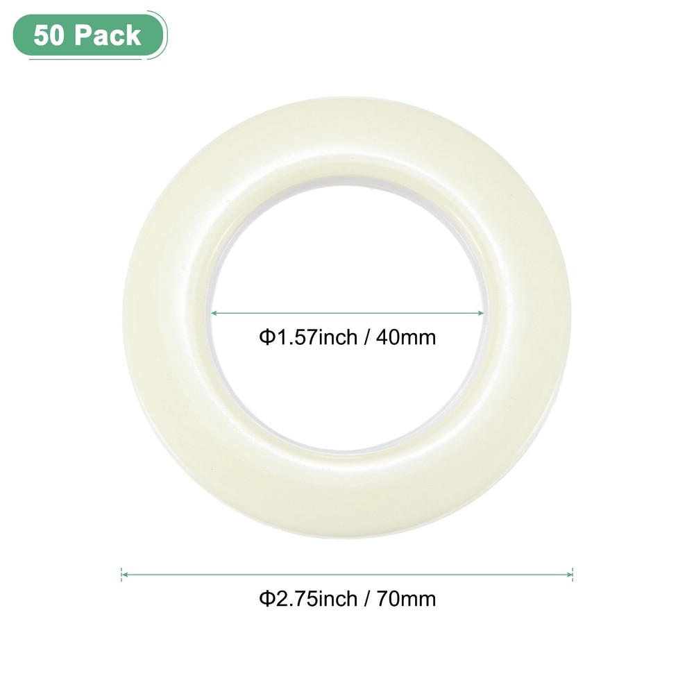 50-Pack Curtain Grommets 1-9/16" Inner Diameter Plastic Ring [Beige]