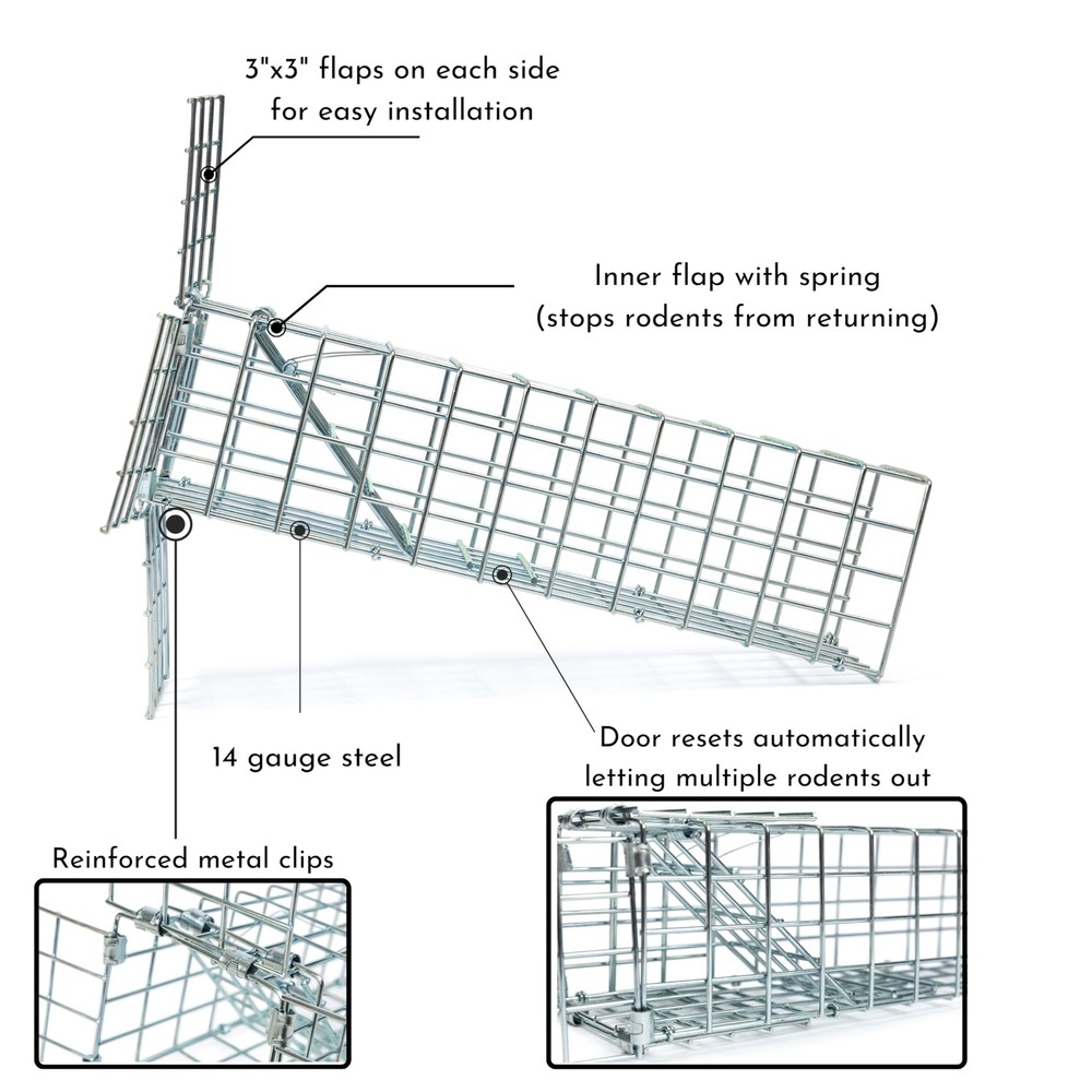 One-Way Rodent and Squirrel Trap with Copper Mesh for Effective Pest Control