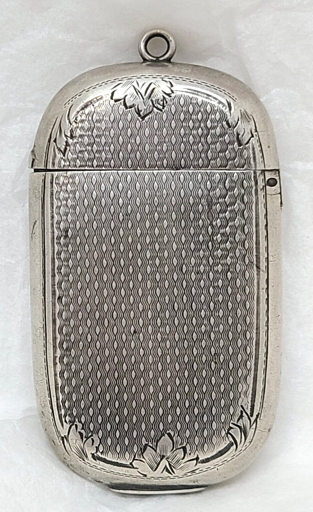 Victorian Silverplate Vesta Case Pendant with Monogrammed, Unbranded