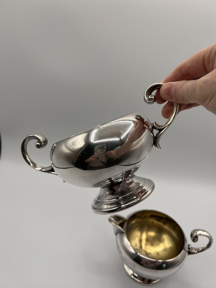 Vintage Bristol Silver Creamer and Sugar Bowl Set