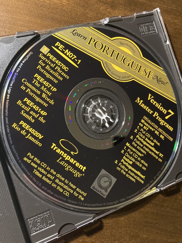 Transparent Language Learn Portuguese Now! CD-ROM Master Program 7.0 VTG 1999