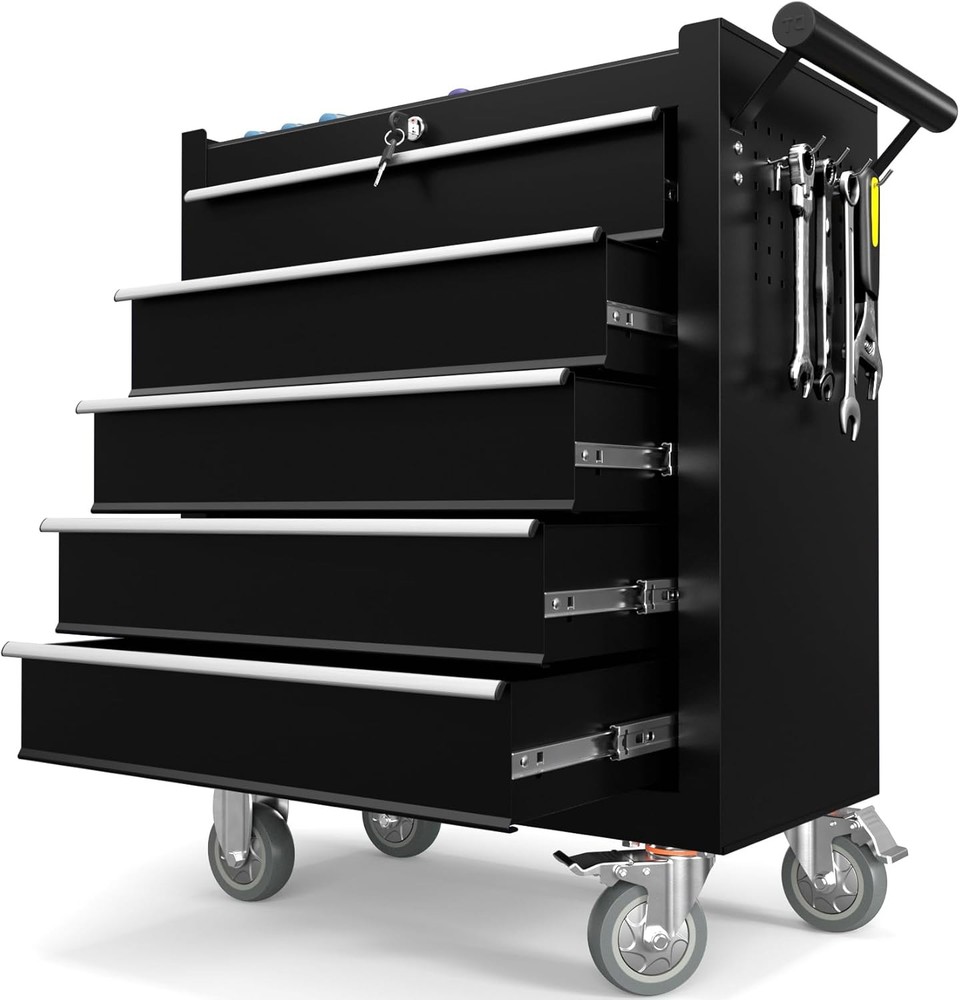 5-Drawer Tool Chest, Rolling Tool Chest with Wheels, Heavy Duty Tool Storage Cab