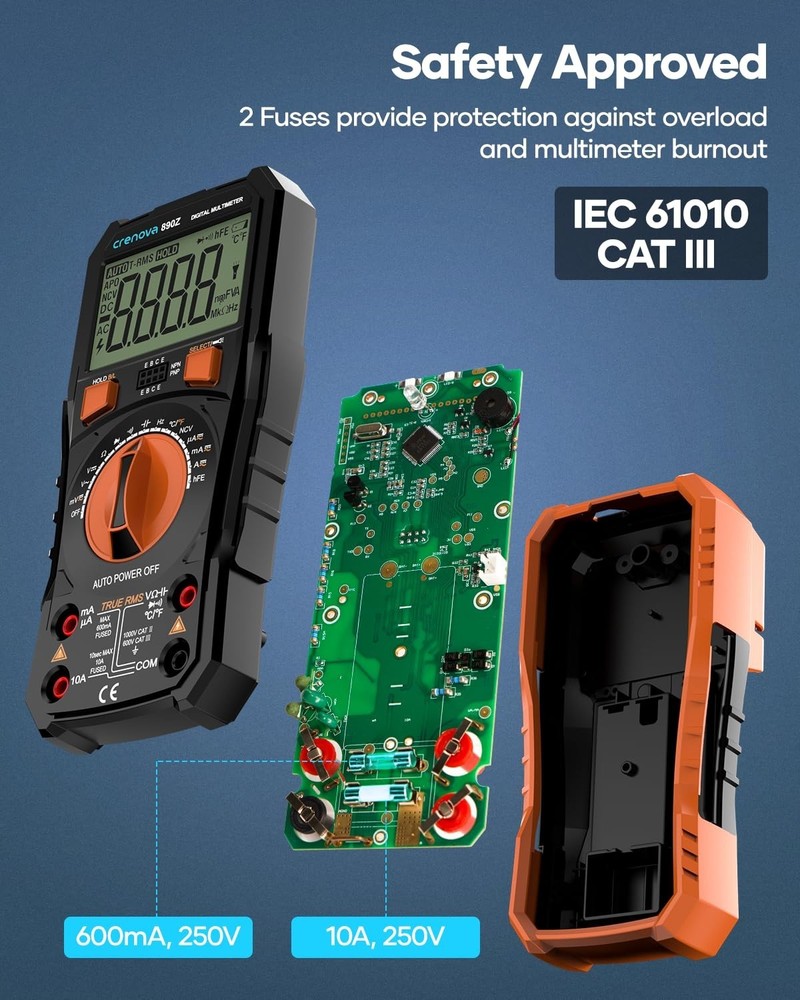 Versatile 890Z Digital Multimeter: Measure Voltage, Current, and More Safely