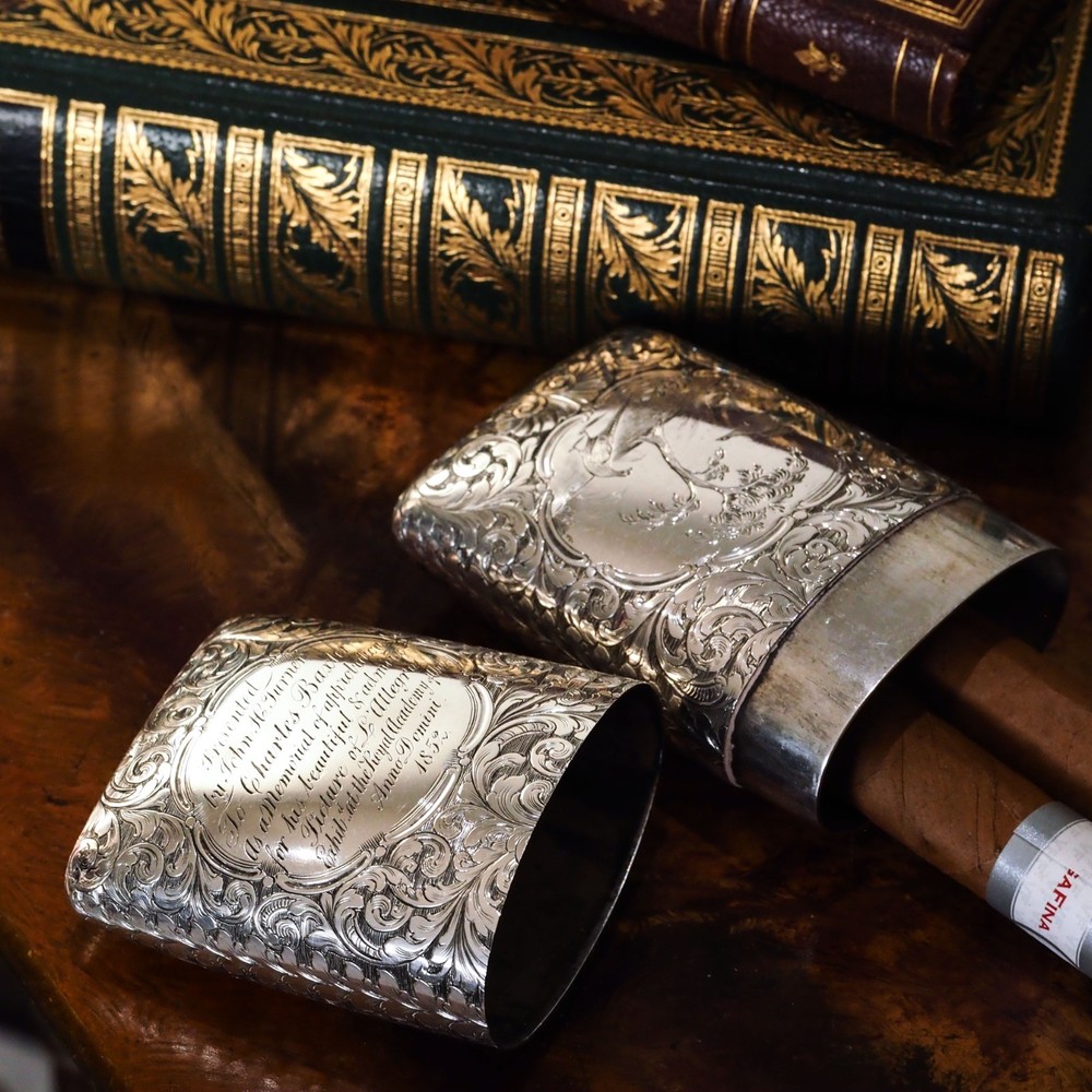 Antique Victorian Silver Cigar/Cheroot Case Profusely Engraved - Nathaniel Mills
