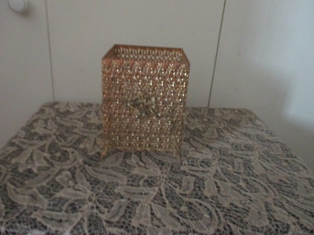 Vintage Hollywood Regency Gold Vanity Square Kleenex Box ROSES