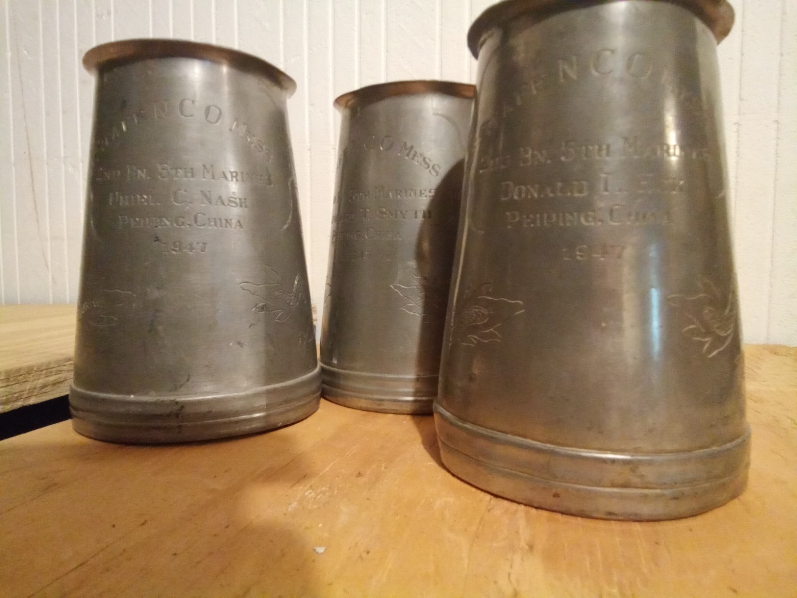 1947 Tientsin, China Named USMC/US Marine Corps Mug Lot. 1st Marine Division