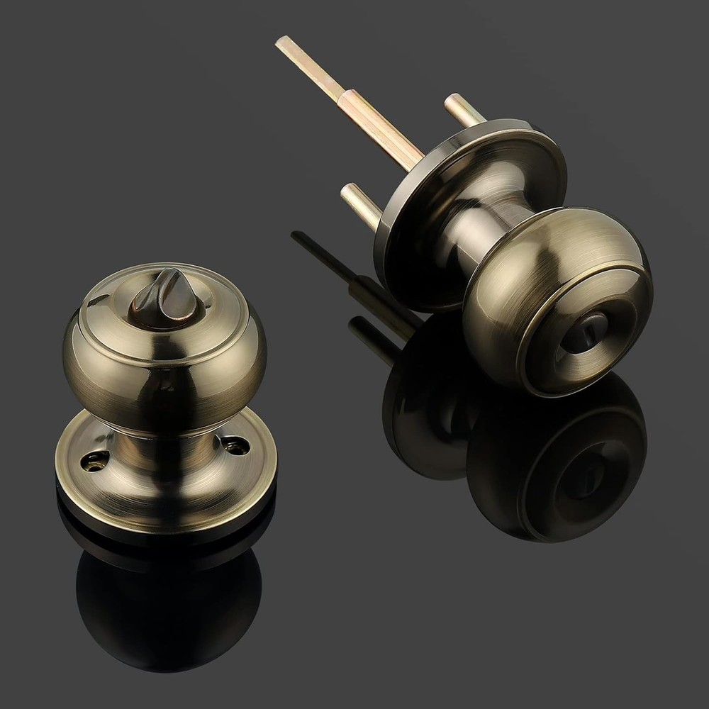 Probrico Privacy Door Knobs Lock Interior Bedroom 1 Pack, Antique Brass