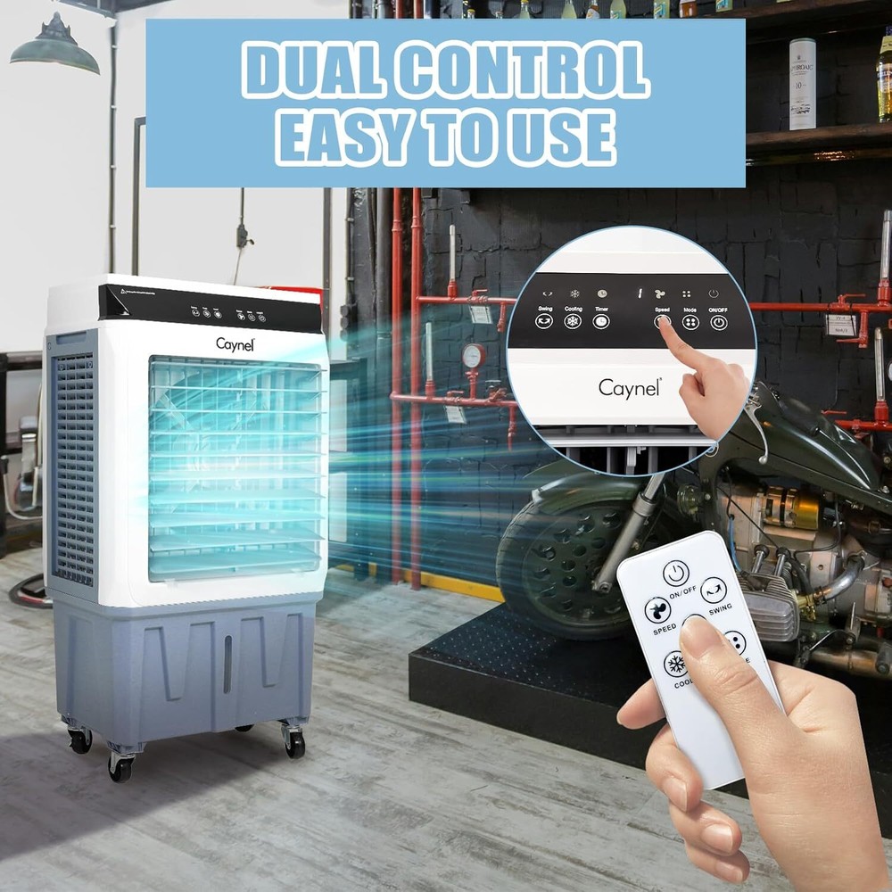 12 Hour Timer & 3 Fan Speed Settings Evaporative Swamp Cooler with 5.3 Gallon