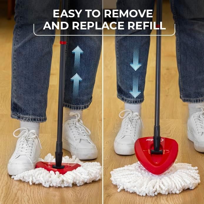 EasyWring Microfiber Spin Mop, Bucket Floor Cleaning System, Red, Gray,