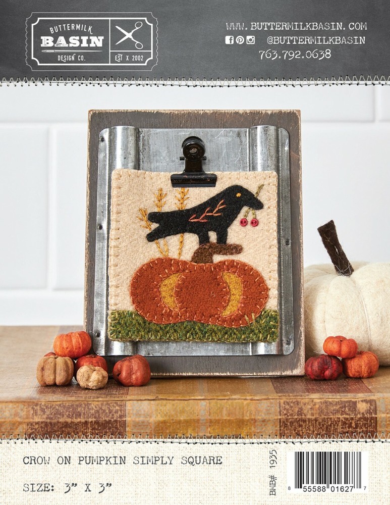 BUTTERMILK BASIN CROW ON PUMPKIN SIMPLY SQUARE wool  pattern