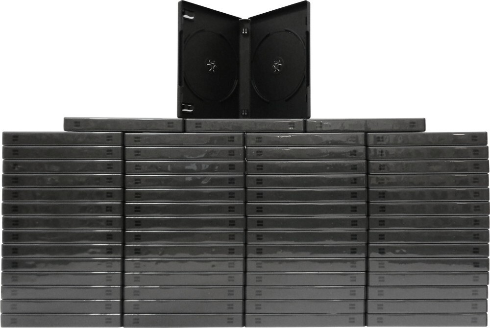 (60) DV2R22BK Black 2 Disc Empty Replacement 22MM DVD Media Storage Box Case