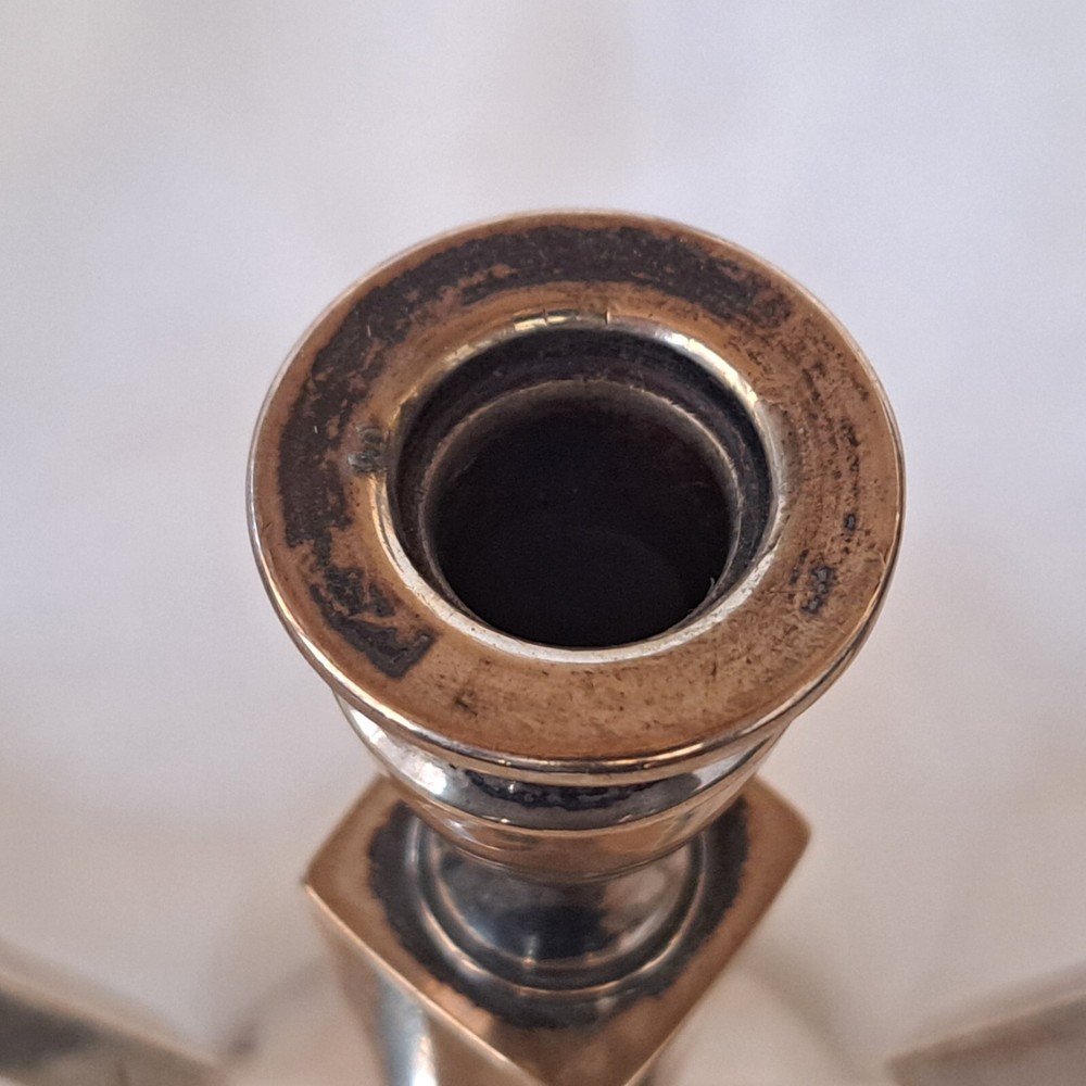 Antique Solid Silver Candlestick 1920 ART Deco Candle Holder Warsaw Poland