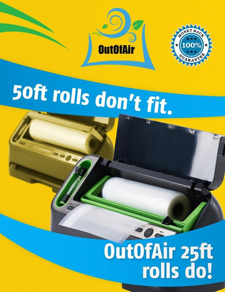 8" x 25' Rolls (Fits Inside Machine) - BULK 8 Pack (200 ft total) OutOfAir Va...