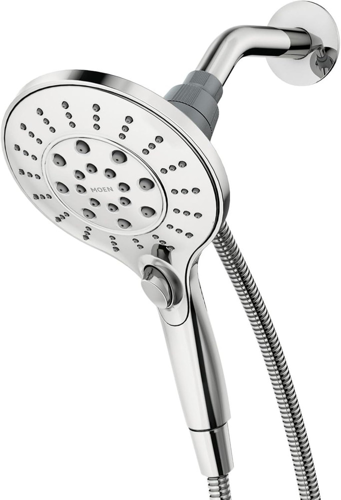 Engage Chrome Magnetix Six-Function 5.5-Inch Wide Handheld Shower Head with Hose