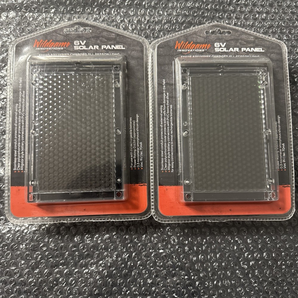 Two Wildgame Innovations 6V Solar Panel / Battery Charger