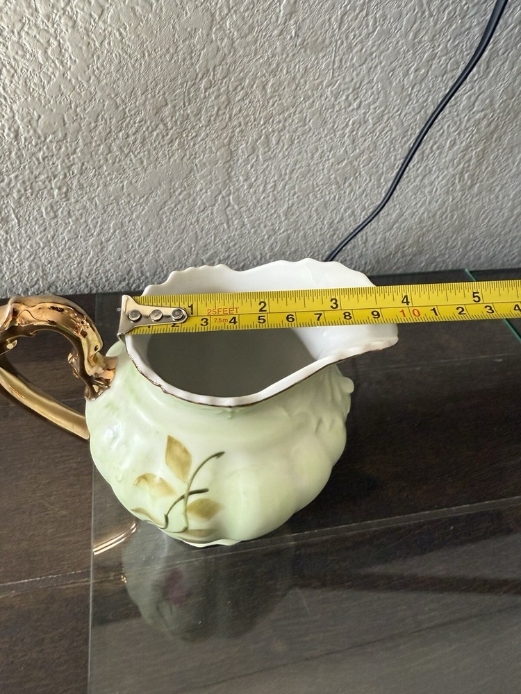 Lefton China Green Color Hand painted Pitcher.