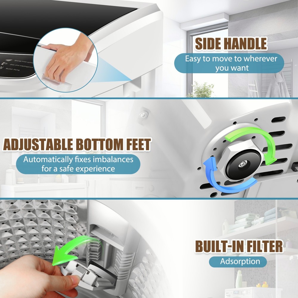 Washing Machine for Household Use 15.6lbs Top Loading Laundry Washer Machine LED