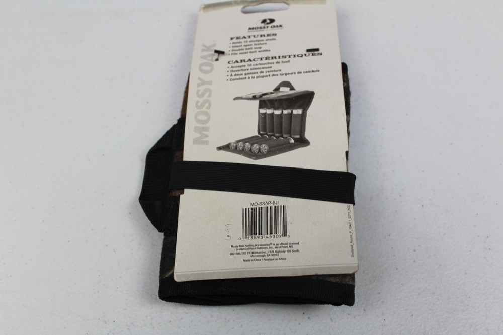 Mossy Oak Shotshell Ammo Pouch Camo 10 Shotgun Shells Silent Open Double Loop