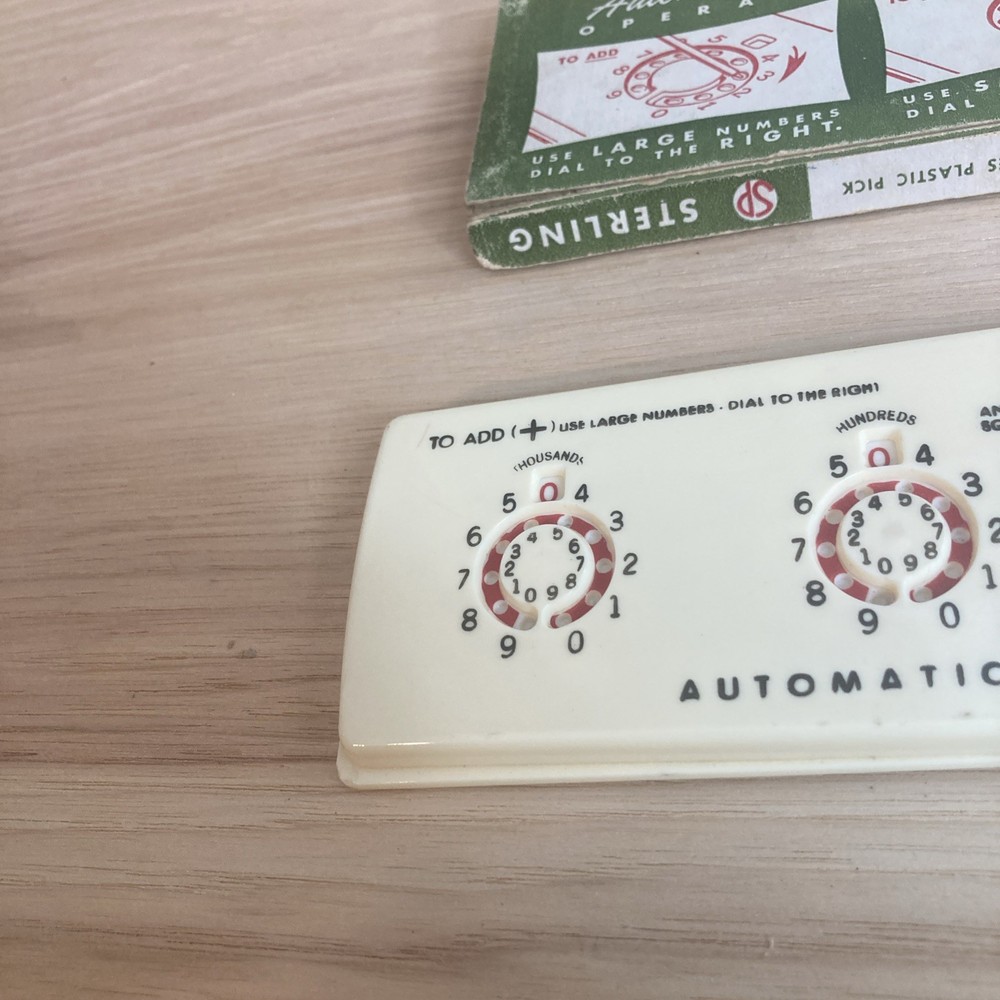 Vtg Automatic Adding Machine 1950s Sterling Add It Adding Machine Box Stylus