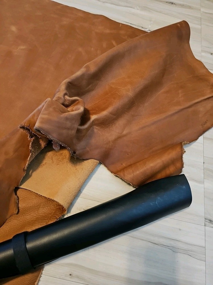 4-5oz SADDLE COGNAC BROWN PULL-UP LEATHER FULL GRAIN SQUARE PANEL,SHEET,12x12x24