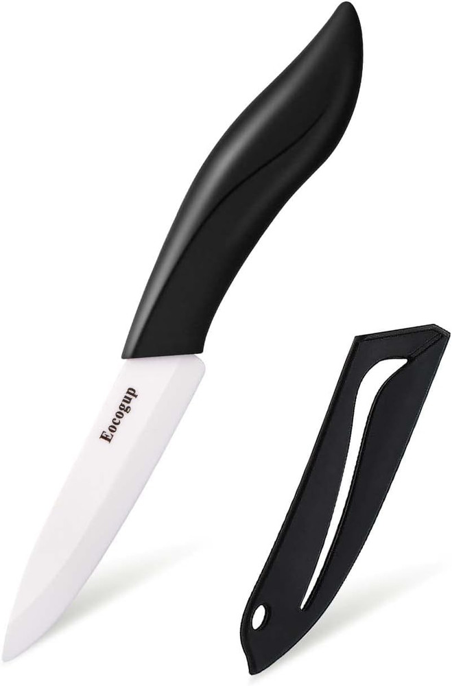 Paring Knife, Large Handle and Super Sharp Ceramic Knife Blade of 4 Inch,Rust Pr