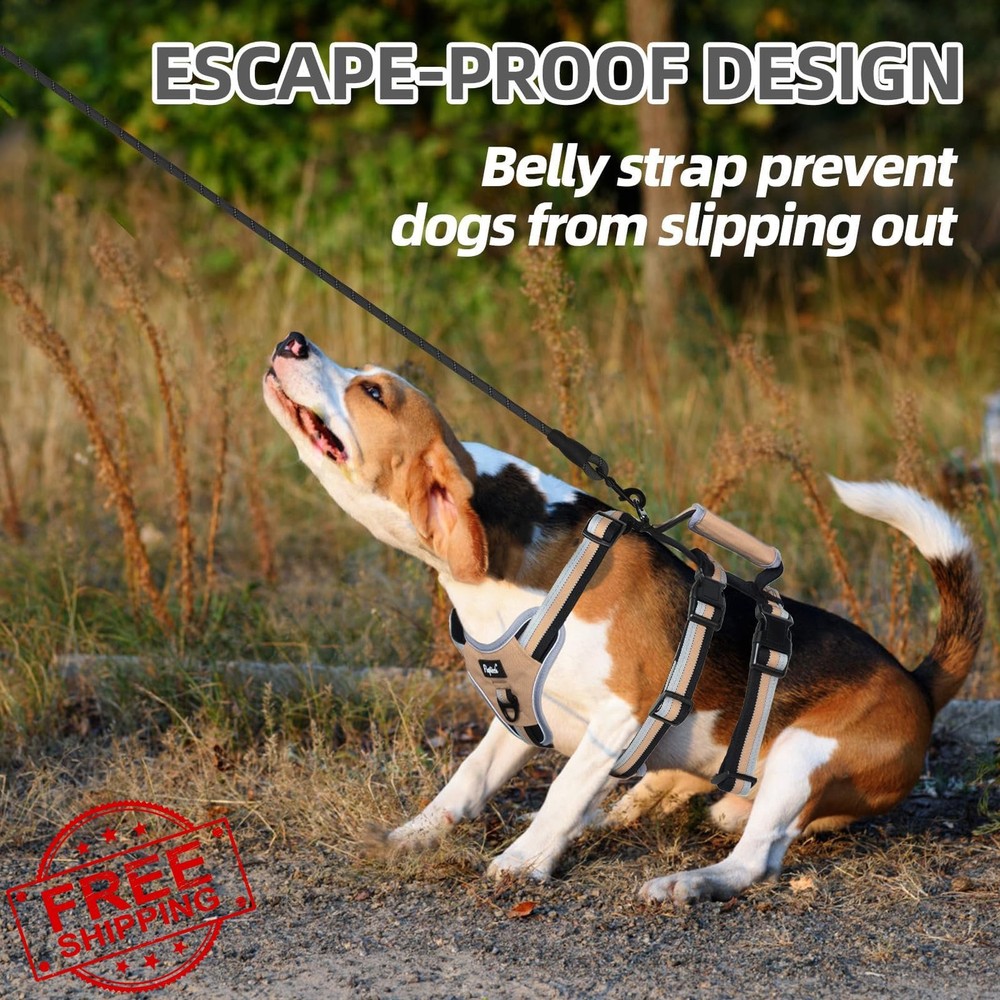 PUPTECK Moccasin L Escape Proof Dog Harness No Pull Padded