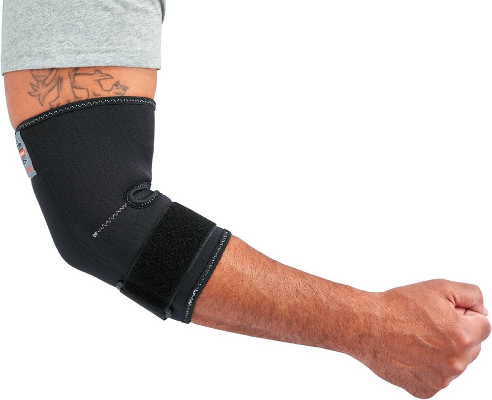 Ergodyne ProFlex 655 Neoprene Elbow Sleeve with Strap, Black, Large