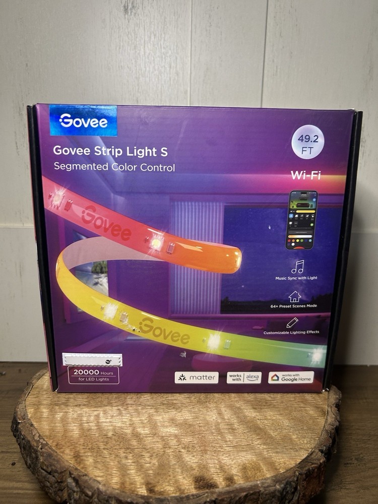 Govee Strip Light S 49.2ft WIFI Segmented Color Control - New Open Box