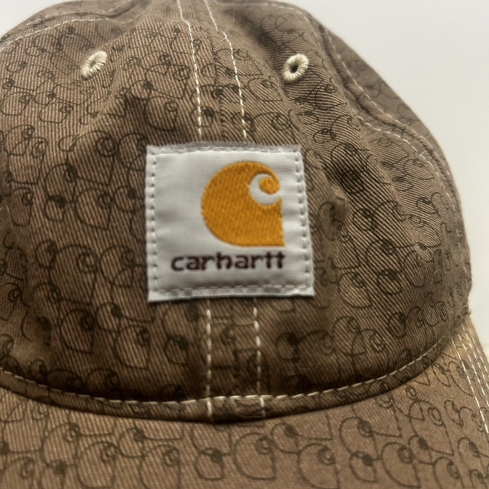 Carhartt Women's Brown All over Logo Patch Front Adjustable Hat Cap Work Wear