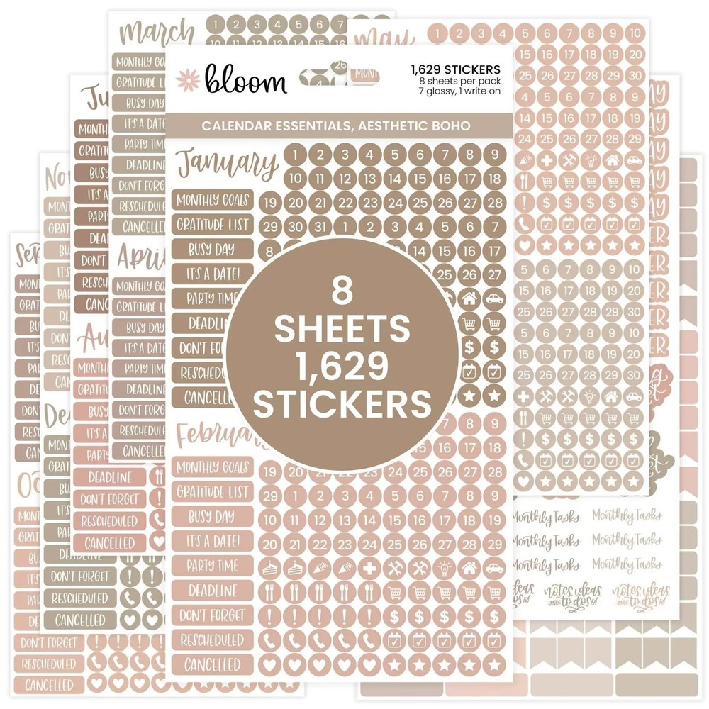 Planner Stickers | Calendar Essentials – Aesthetic Boho