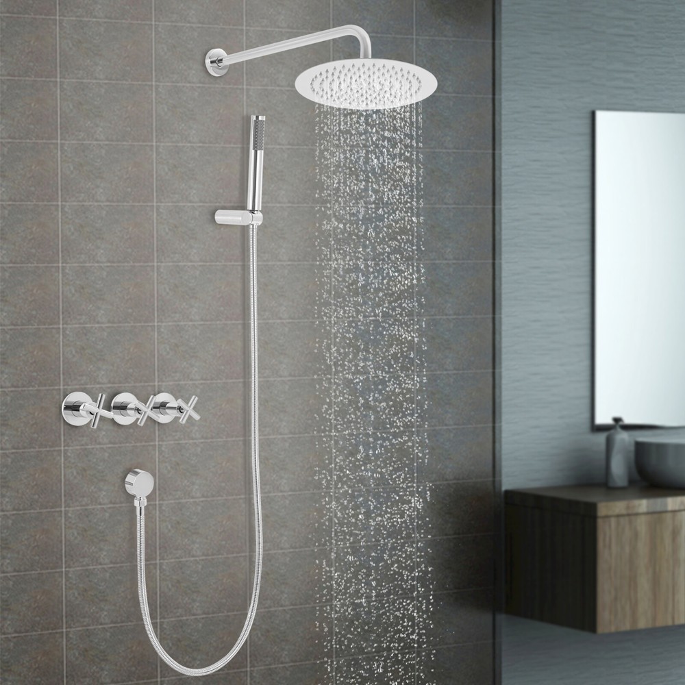 Modern Overhead Wall Mounted Waterfall Shower System Stainless Steel