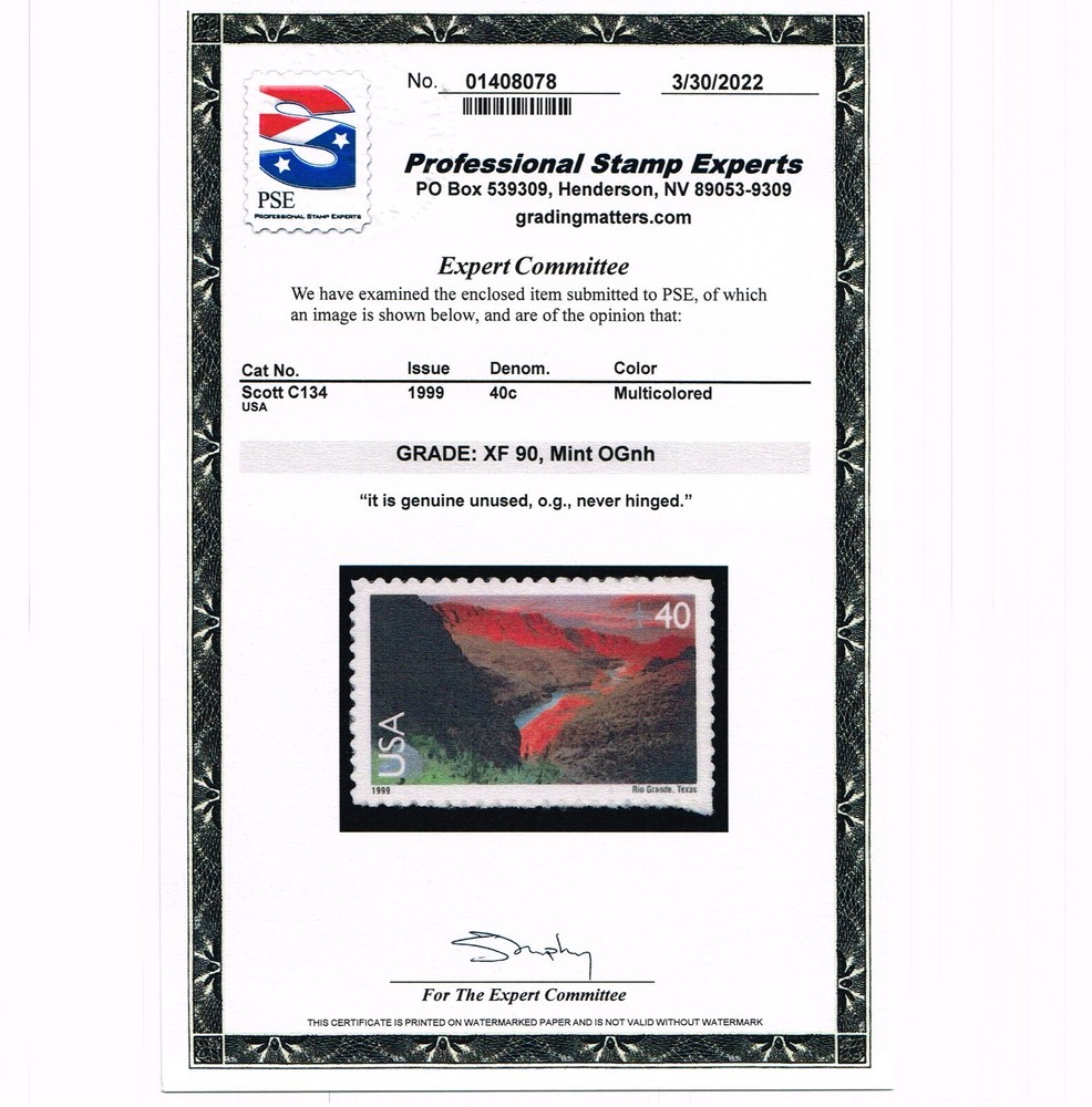 EXCELLENT GENUINE SCOTT #C134 MINT PRISTINE OG NH PSE CERT GRADED XF-90